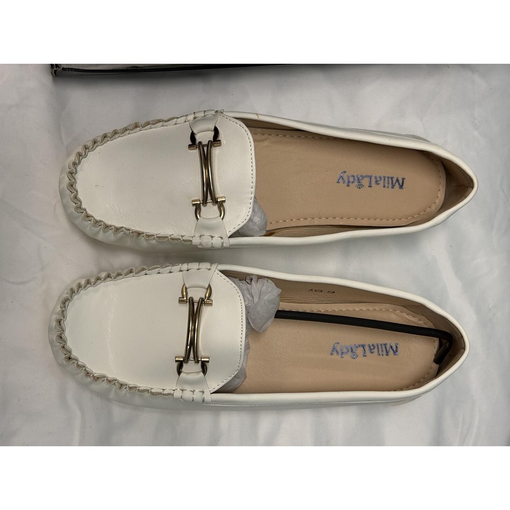 Milady White Comfortable Foldable Slip-On Loafers Size 10